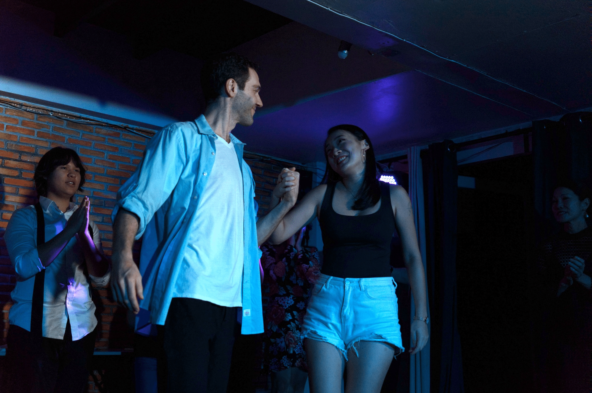 Foreign actor performing on a Bangkok international film set, highlighting talent.